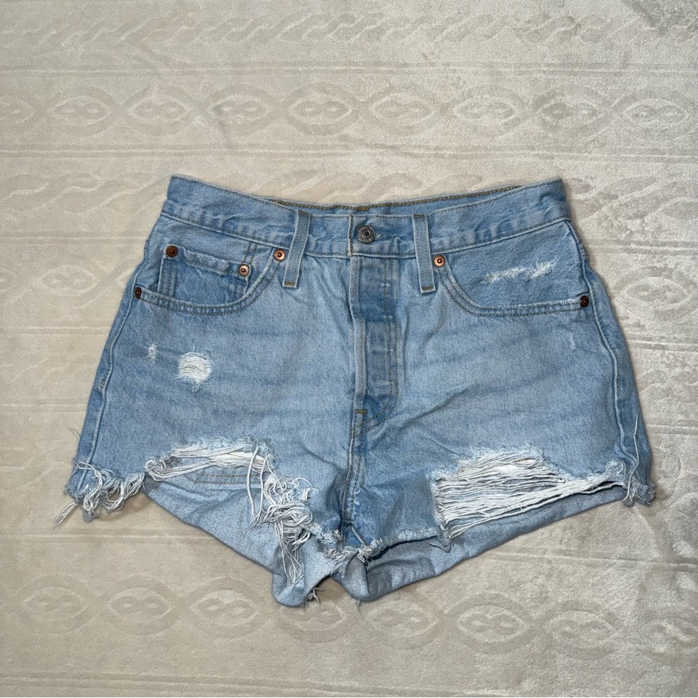 Levi’s 501 Distressed Denim Shorts, Button Fly, 27W
